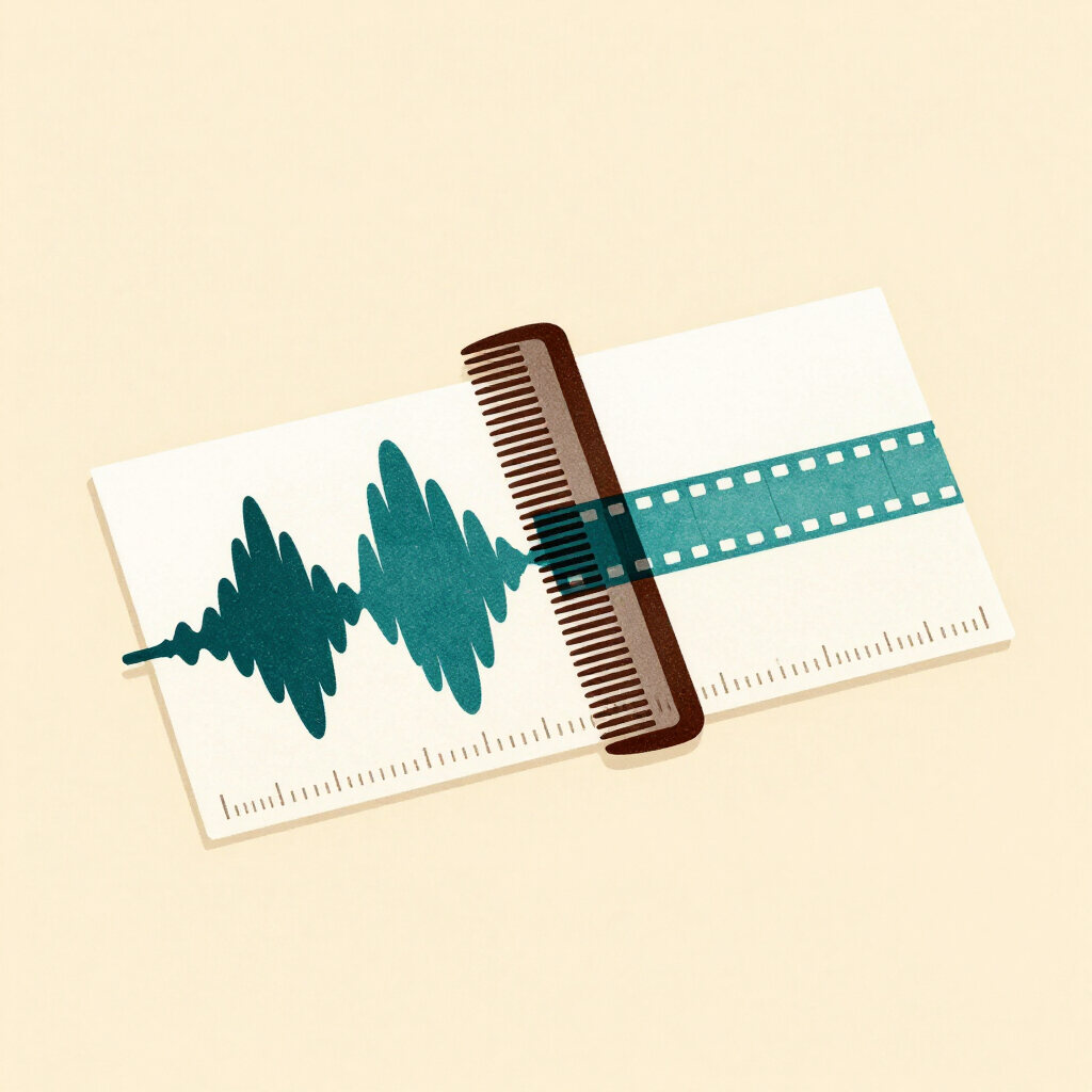Illustration of audio and visual streams joining on a timeline